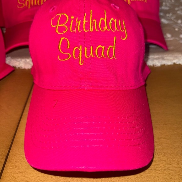 Birthday Squad - Pink and Yellow baseball caps - includes 5 premium hats NWOT - Picture 3 of 4